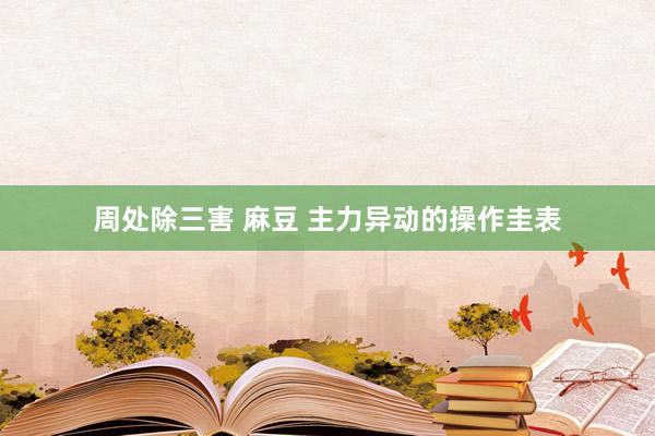 周处除三害 麻豆 主力异动的操作圭表